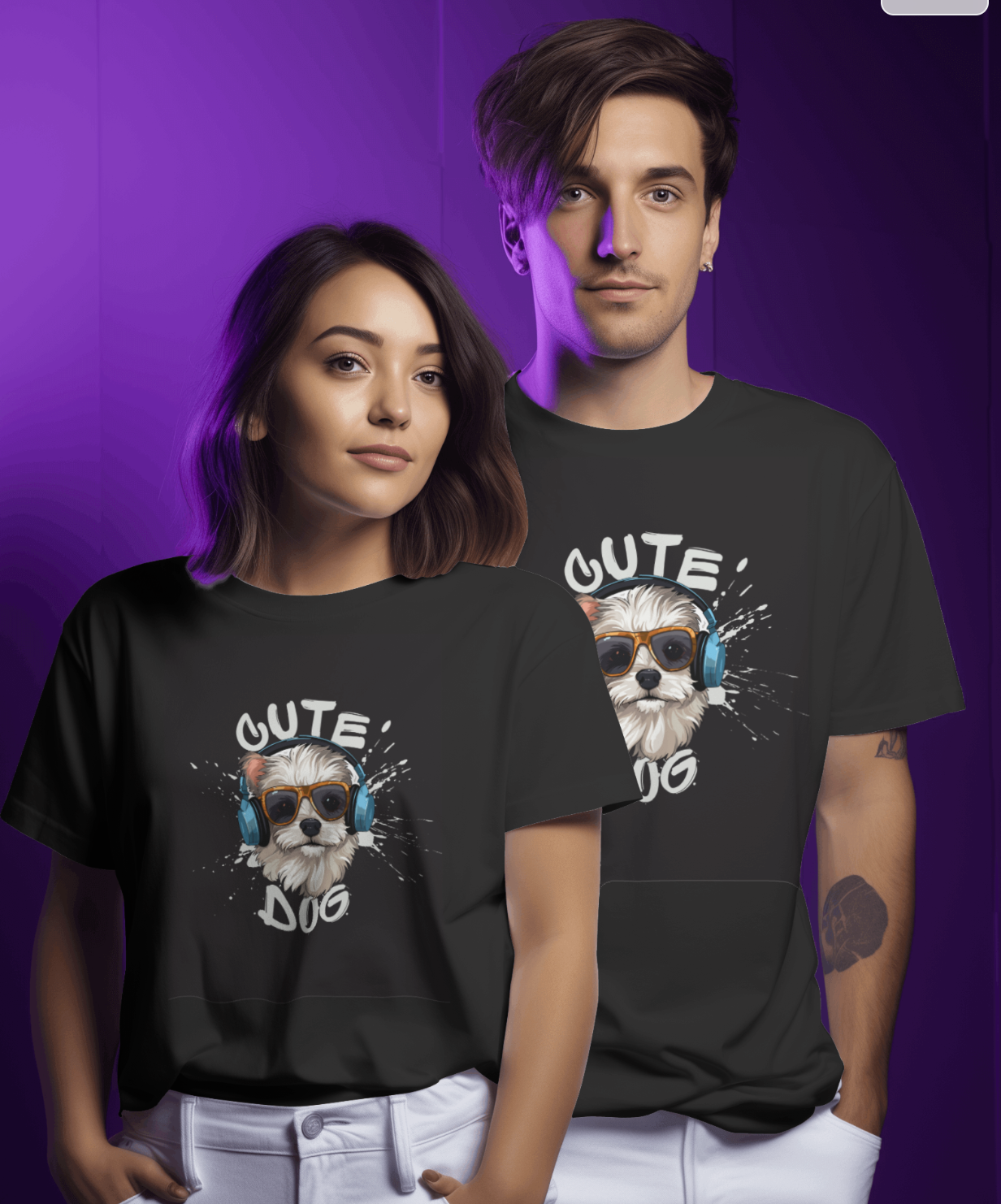 Nairose Premium Cute Dog Printed Unisex T-Shirt