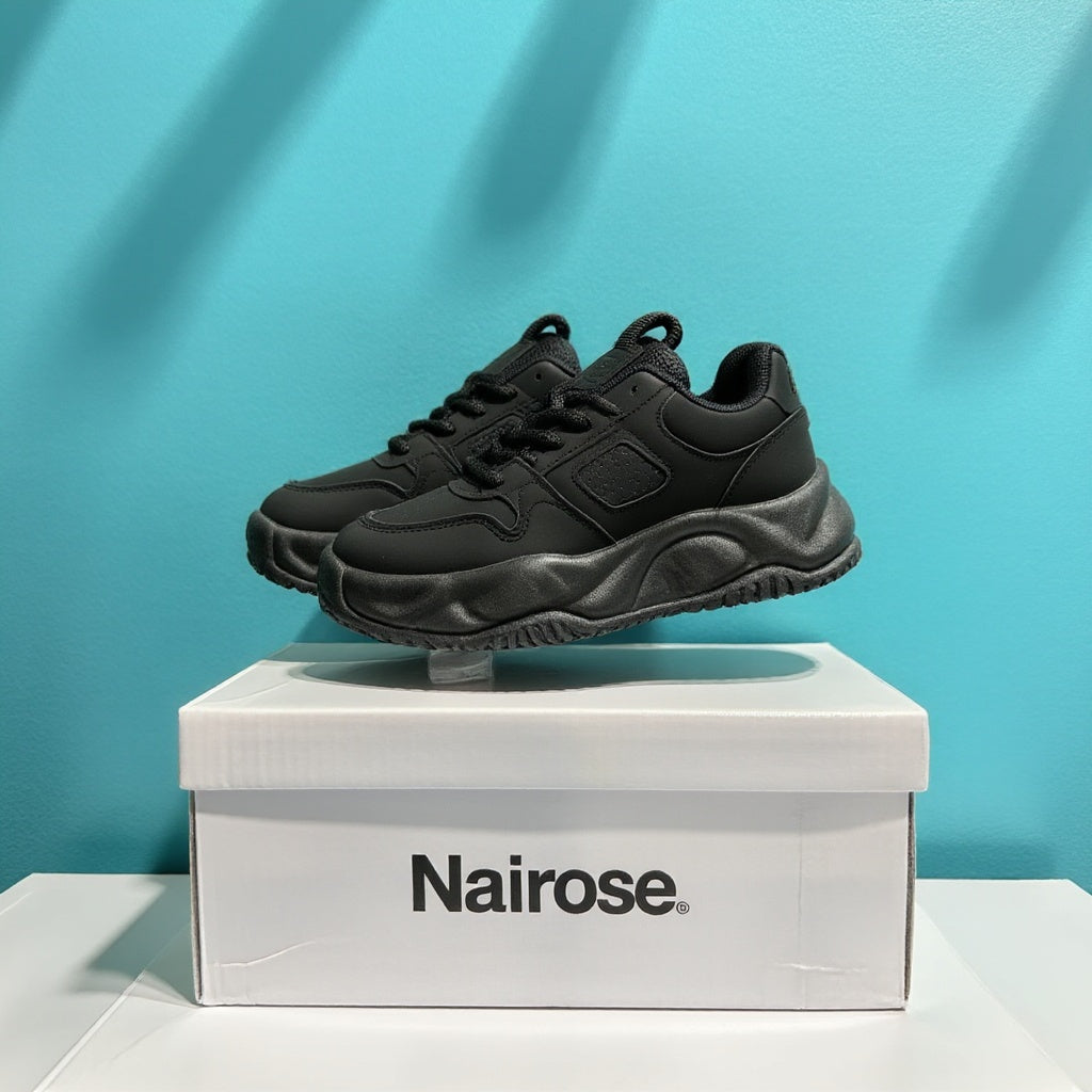 Nairose Black Platform Sports Shoes for Women