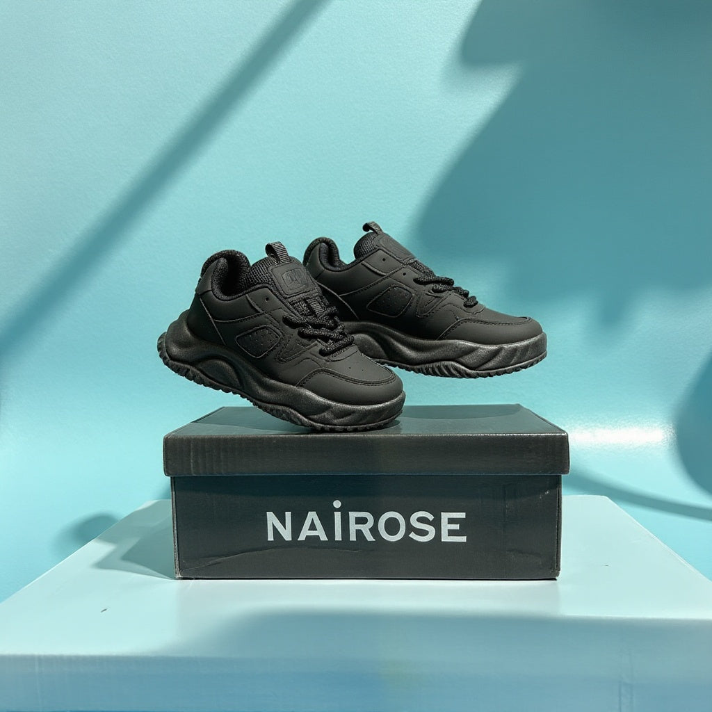 Nairose Black Platform Sports Shoes for Women